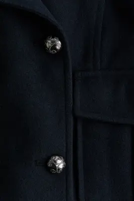 Veste à fermeture croisée avec col entonnoir - Bleu marine — photo 4