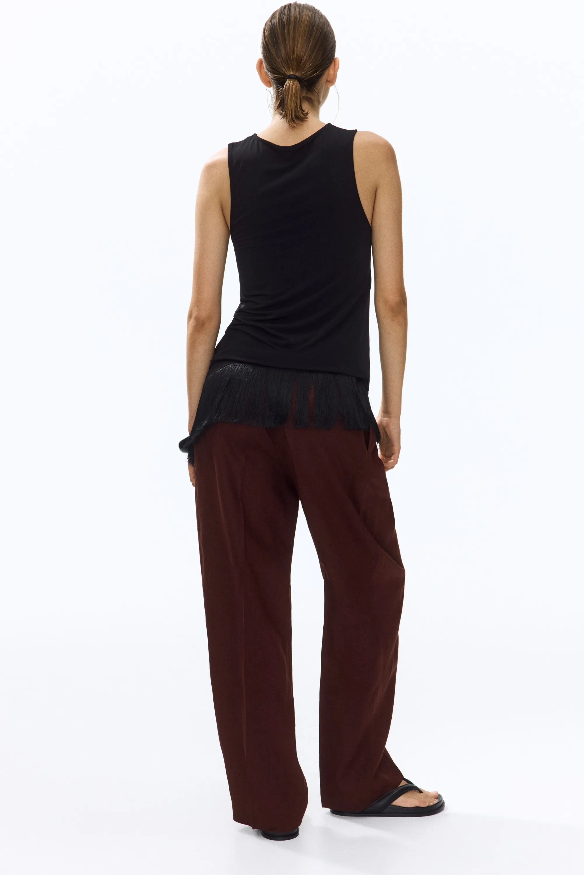 Pantalon chic en lin - Marron foncé