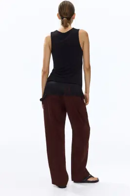 Pantalon chic en lin - Marron foncé — photo 1
