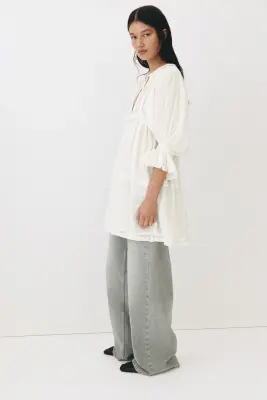 Robe en coton avec dentelle - Blanc — photo 3