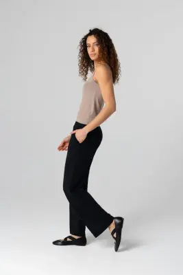 Pantalon Noir en Lin / Elasthanne — photo 2