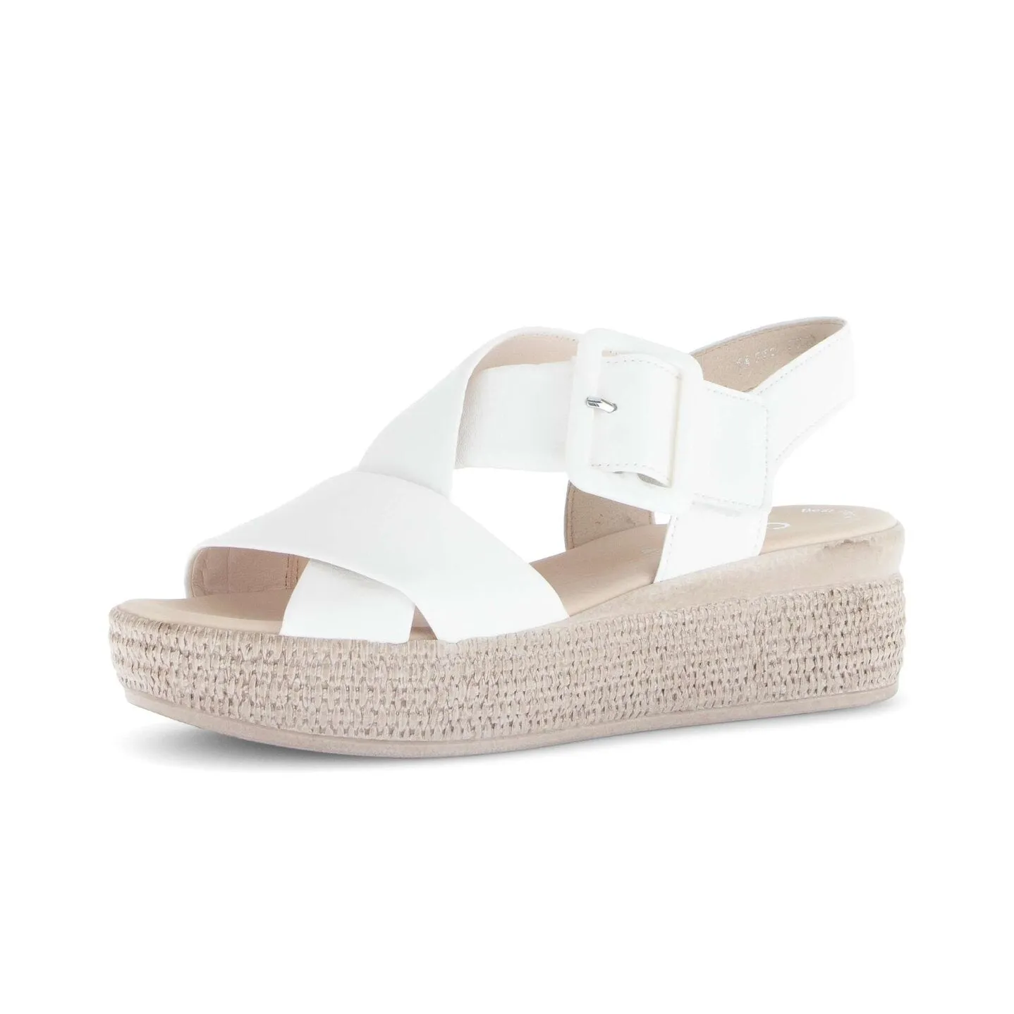 Sandales Gabor 64.572.20 Blanches - Cuir Talon Plat Grande Pointure Femme