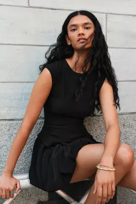 Robe extensible avec base à effet boule - Noir — photo 1