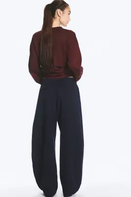 Pantalon ballon taille basse - Bleu foncé — photo 2