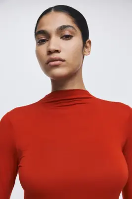 Top à col cheminée - Rouge — photo 3