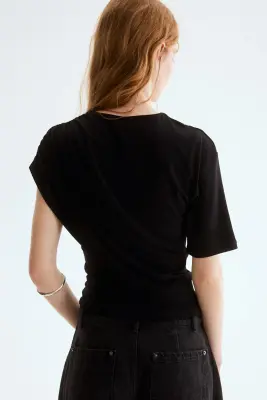 Top à effet drapé - Noir — photo 2
