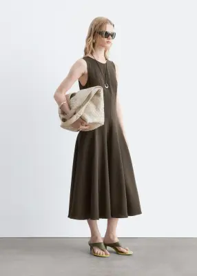 Robe midi à découpes verticales - Marron foncé — photo 3