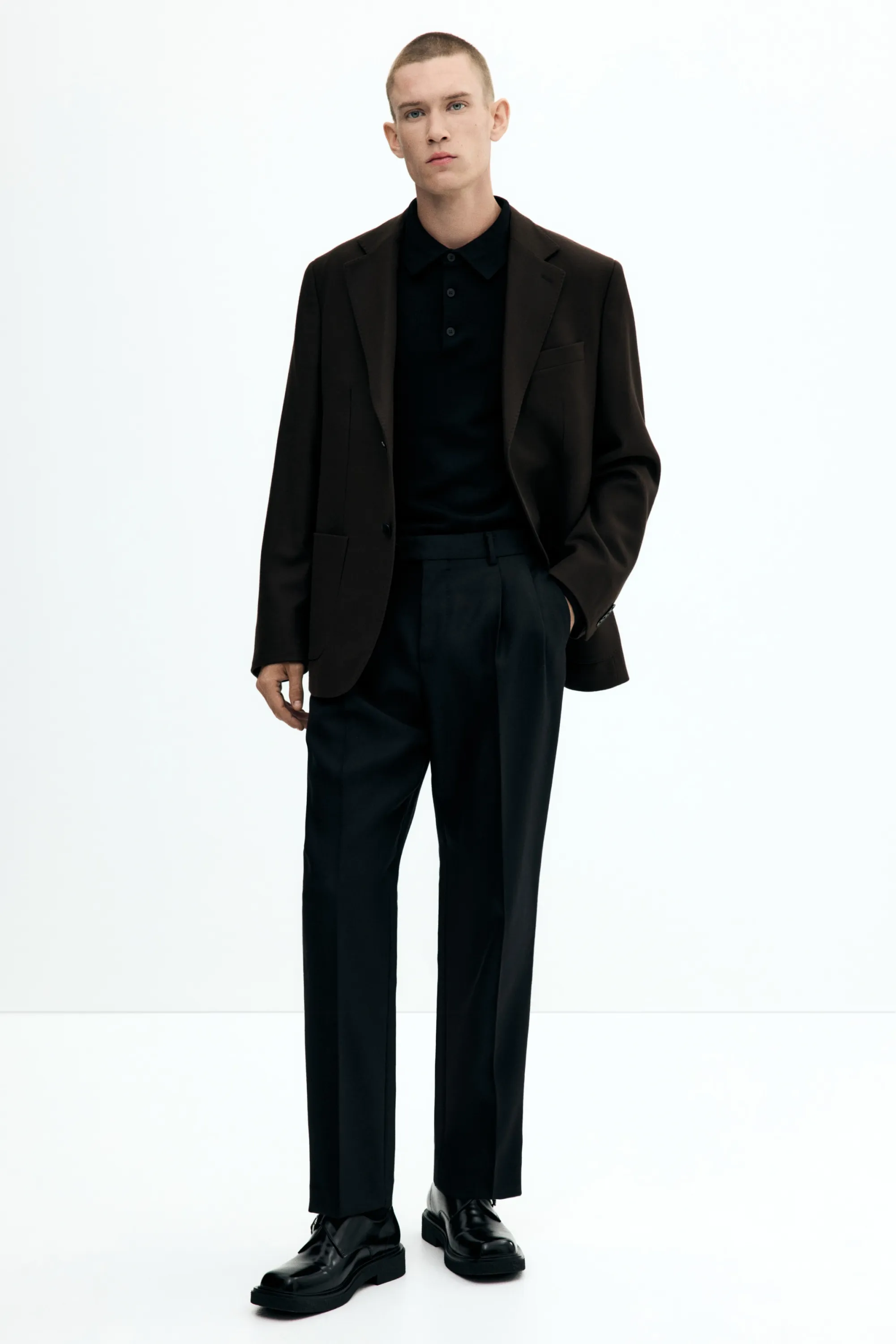 Veste Regular Fit en cachemire mélangé - Marron foncé