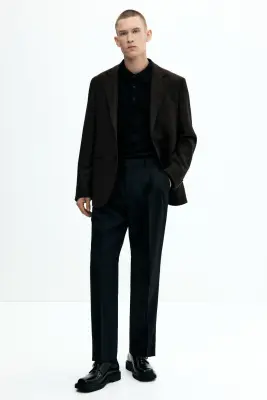 Veste Regular Fit en cachemire mélangé - Marron foncé — photo 1