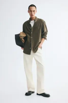 Chemise Oxford Regular Fit - Vert kaki foncé — photo 1