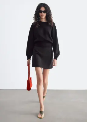 Pull en maille à finitions côtelées - Noir — photo 3
