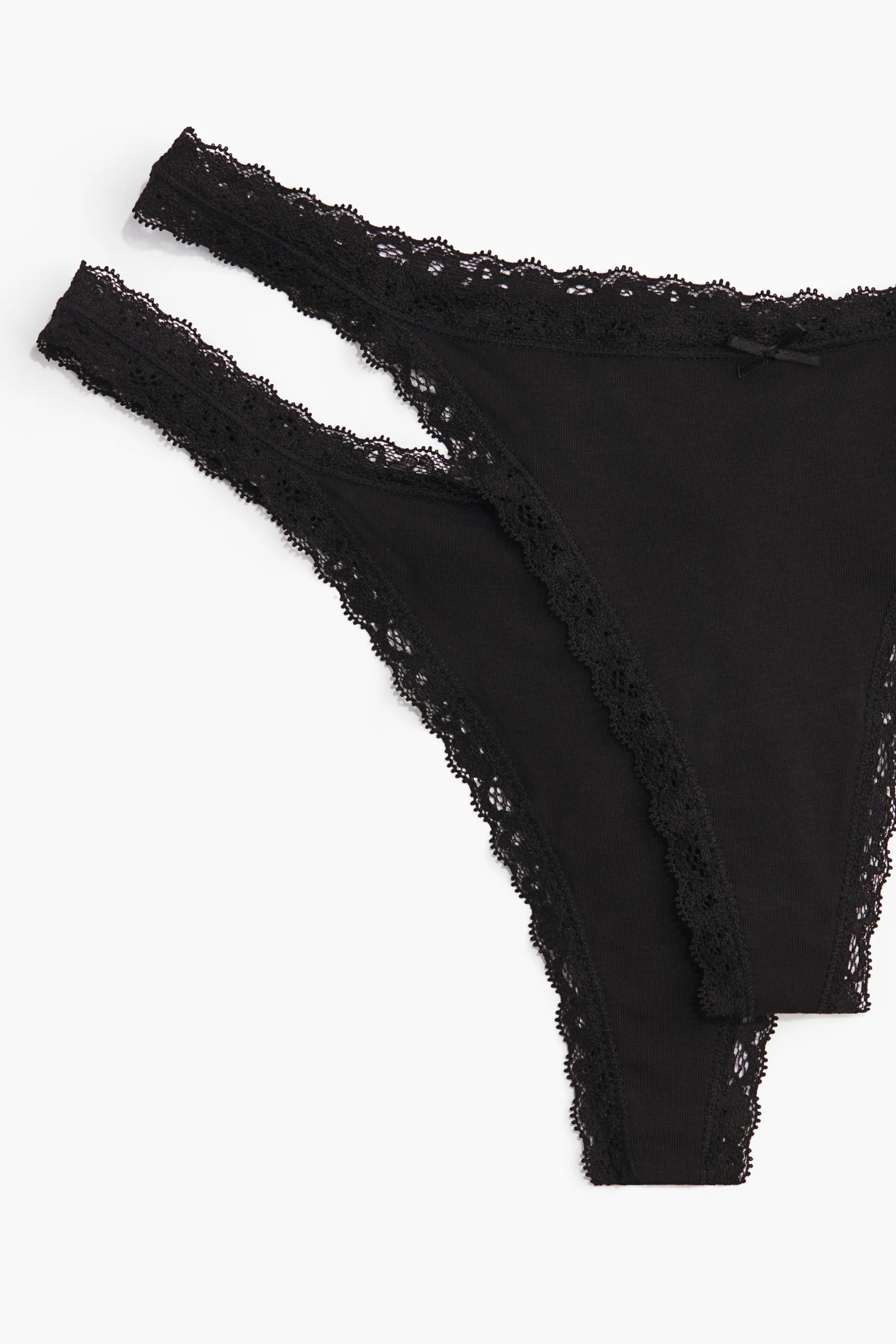 Lot de 5 strings Tanga en coton - Noir