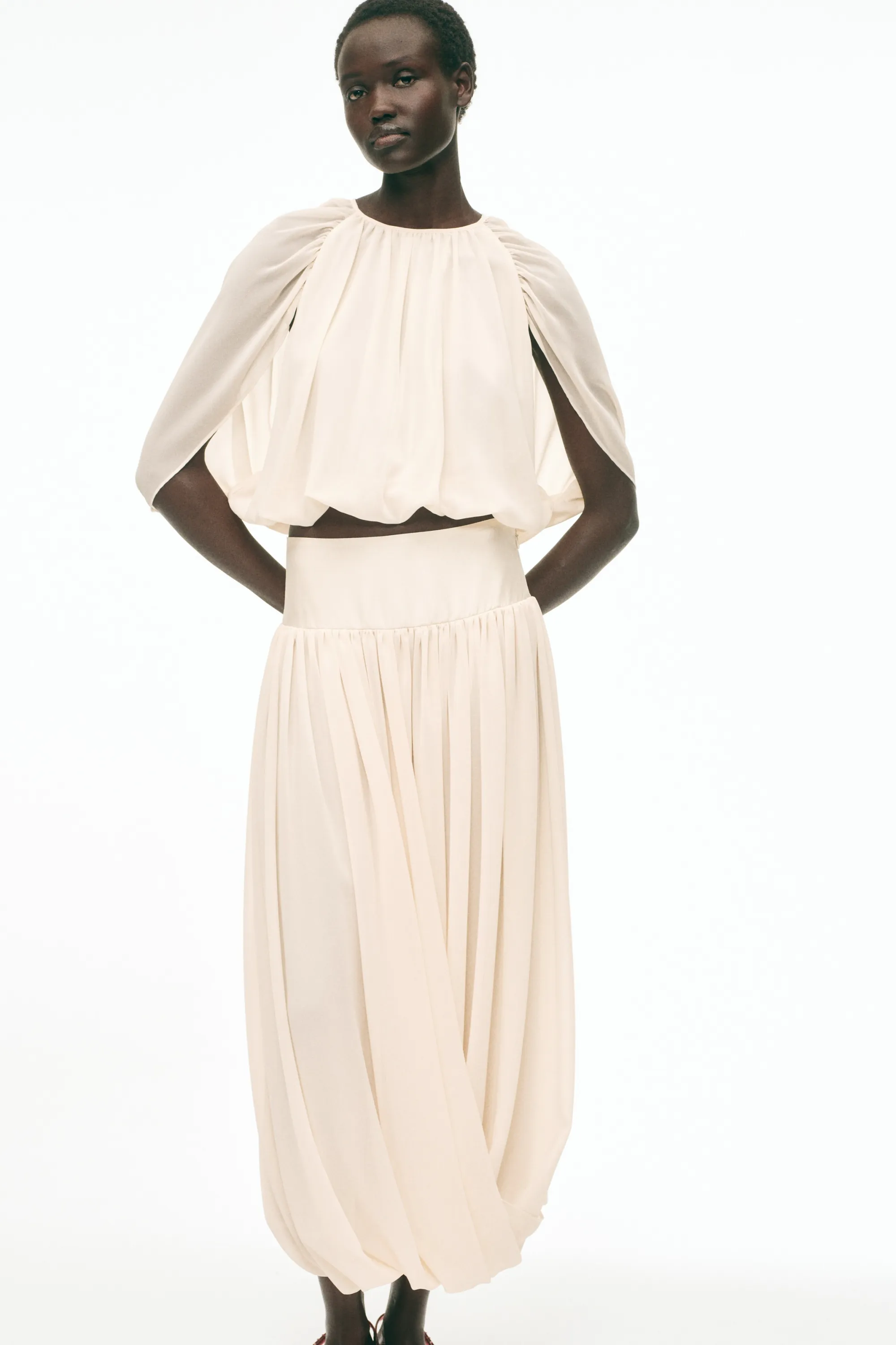 Top en mousseline - Beige clair