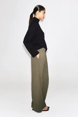 PANTALON LARGE EN JERSEY FROISSÉ - BRUN CLAIR — photo 4