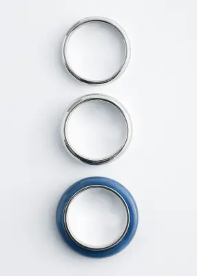 Ensemble de trois bagues - Argenté/Bleu — photo 2