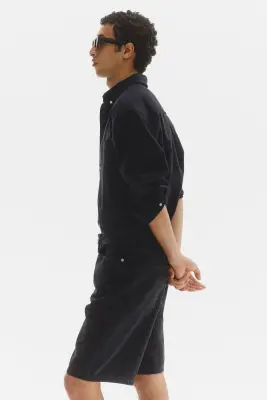 Short Relaxed Fit en denim - Noir denim — photo 3