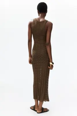 Robe façon crochet avec boutons en haut - Marron — photo 3