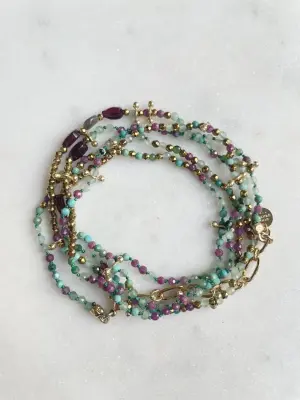 Nouveau ! ROOM SERVICE JEWELRY Collier Multitours Adoum Aqua Lagoon — photo 2