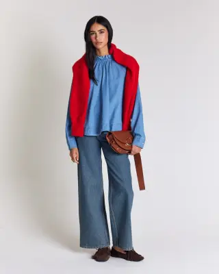 Blouse Zoelie bleu chambray — photo 3