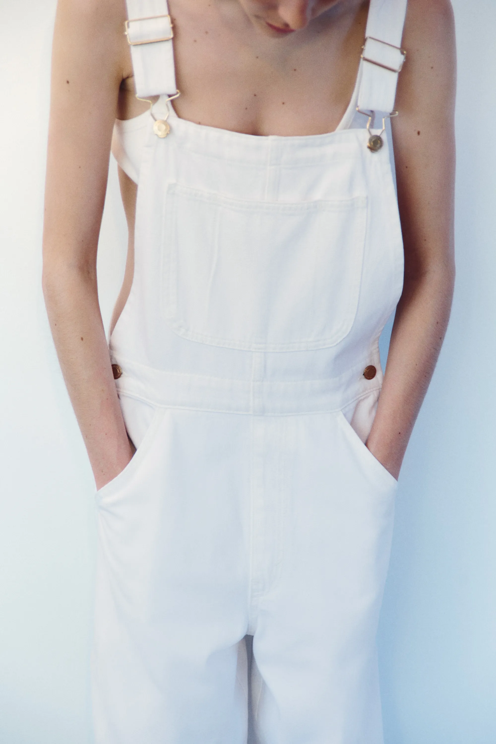 Salopette en denim de coton - Blanc
