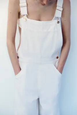 Salopette en denim de coton - Blanc — photo 1