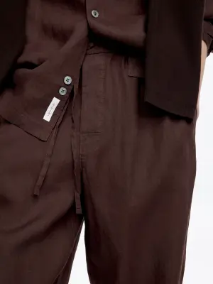 Pantalon en lin décontracté - Marron foncé — photo 3