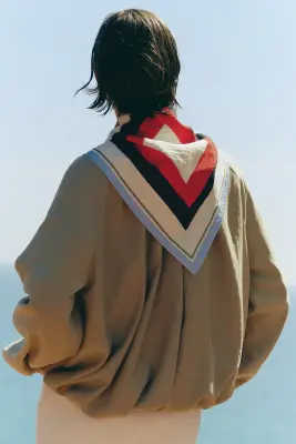 Veste à effet boule avec foulard - Beige — photo 2