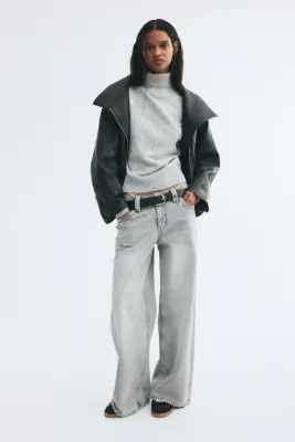 Pull col roulé - Gris clair chiné/cœur — photo 1