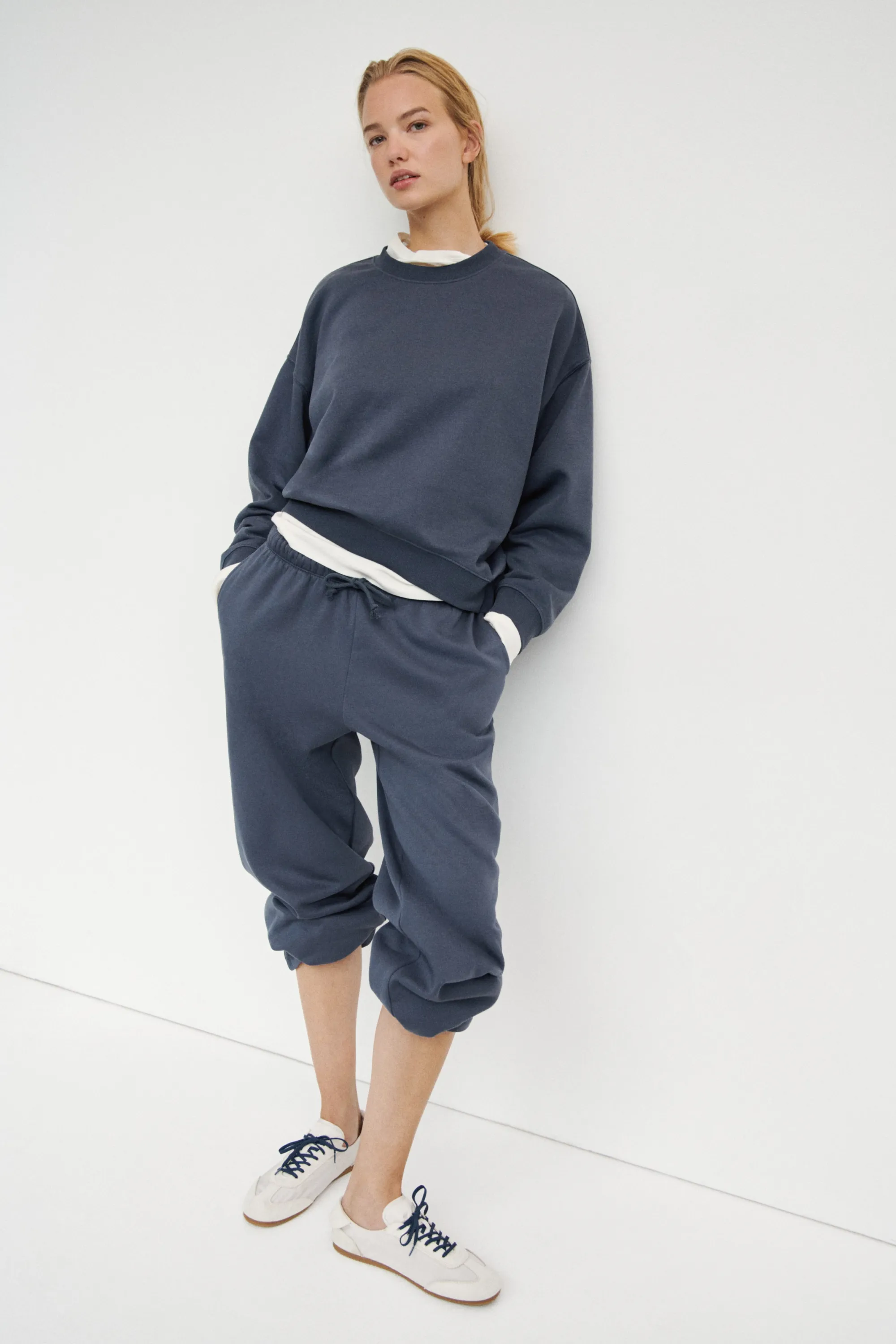 Pantalon jogger ample - Bleu pigeon foncé