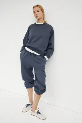 Pantalon jogger ample - Bleu pigeon foncé — photo 1