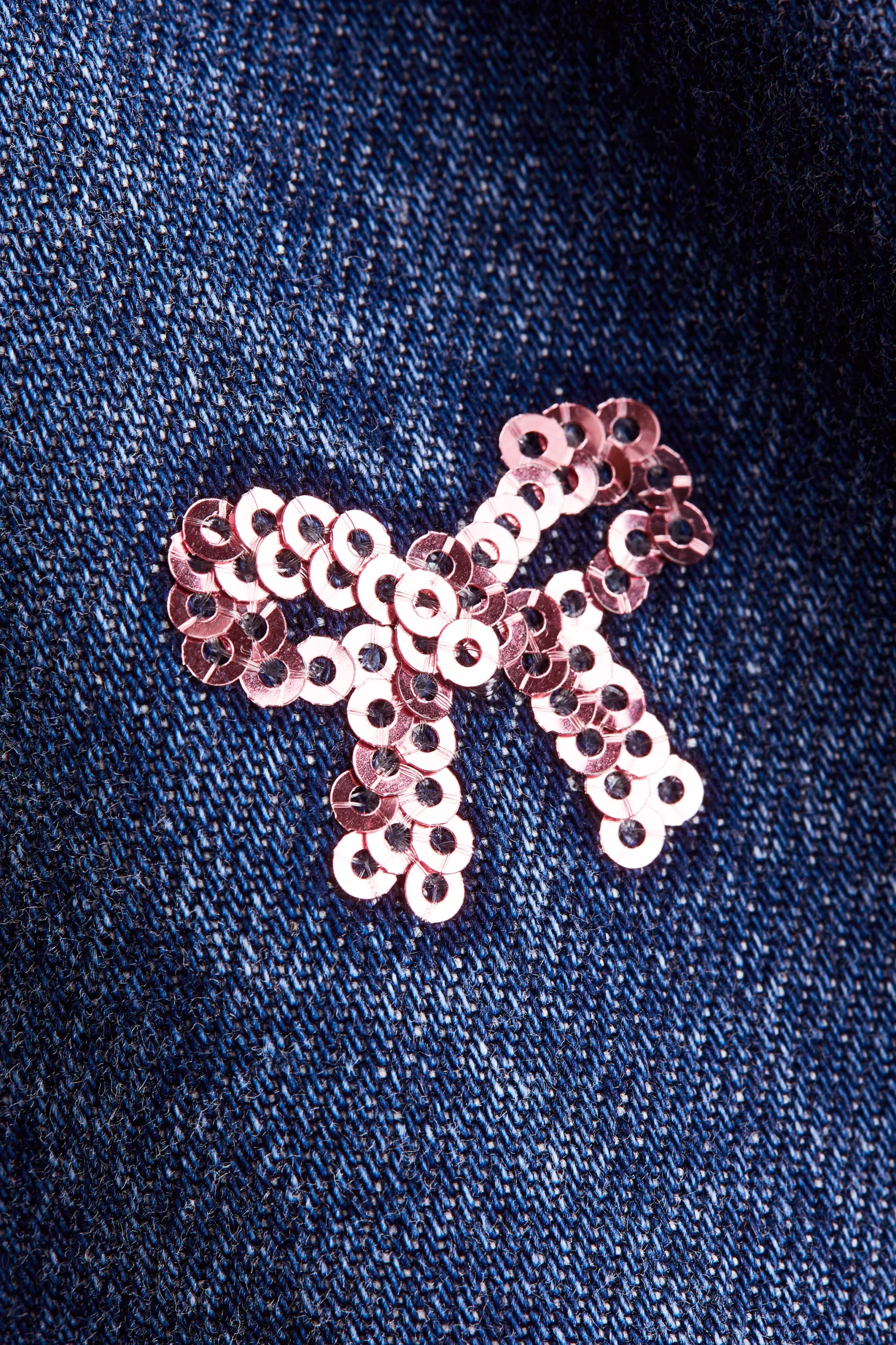 Jean à jambes larges avec motifs - Bleu denim foncé/nœuds