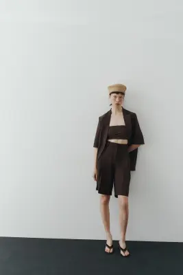 Blazer à manches courtes - Marron foncé — photo 1