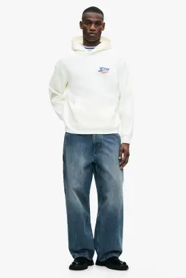 Hoodie imprimé Relaxed Fit - Blanc/STM — photo 1