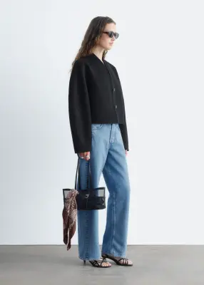 Veste en laine doublée - Noir — photo 4