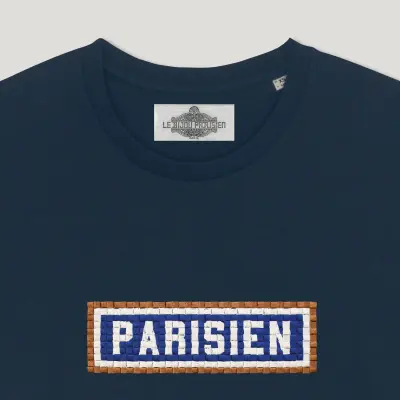 T-SHIRT COTON BIO BRODÉ - PARISIEN - NAVY — photo 2