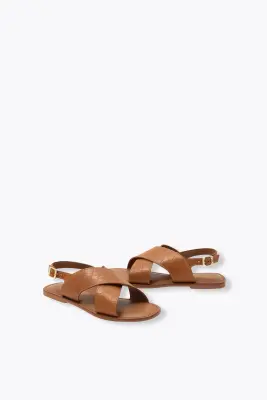 Sandales en cuir effet croco — photo 1