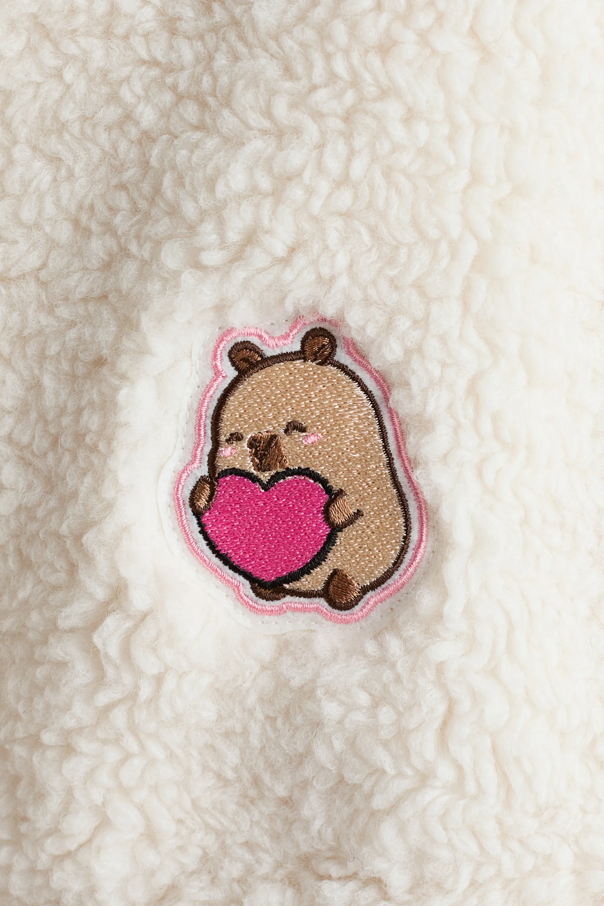 Veste en tissu Teddy bear avec applications - Blanc/CapyFun