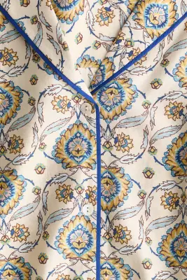 Chemise en popeline avec col cubain - Beige clair/motif — photo 2