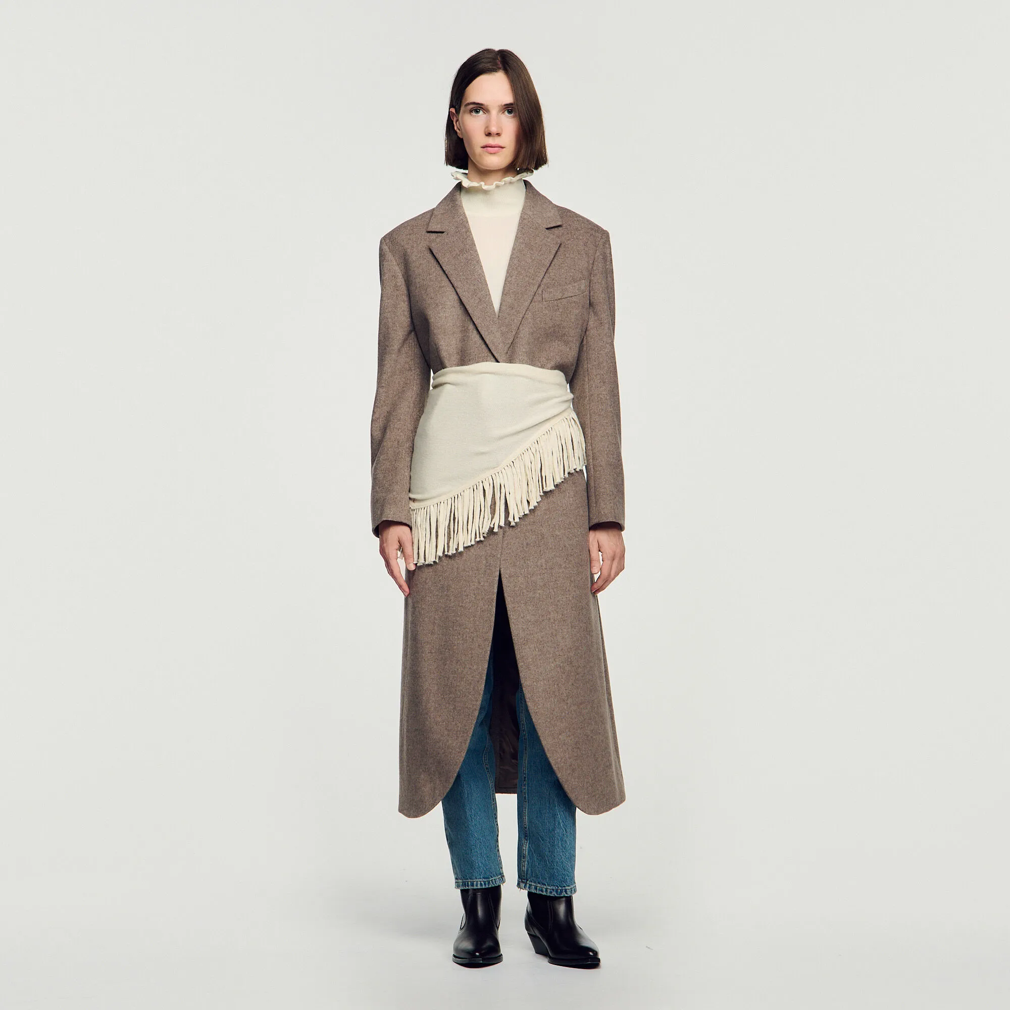 Manteau long en laine double face