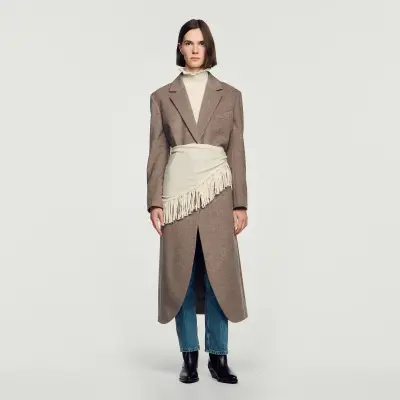 Manteau long en laine double face