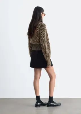 Pull en mélange de laine et de coton - Marron chiné — photo 5