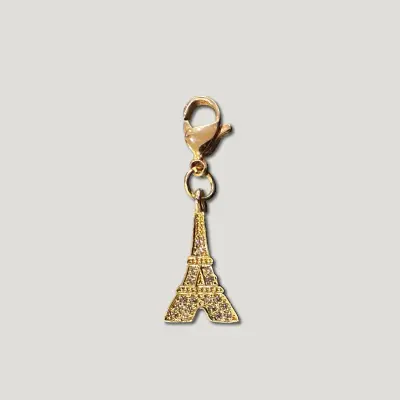 CHARM MOUSQUETON TOUR EIFFEL - ACIER INOXYDABLE ET ZIRCONS