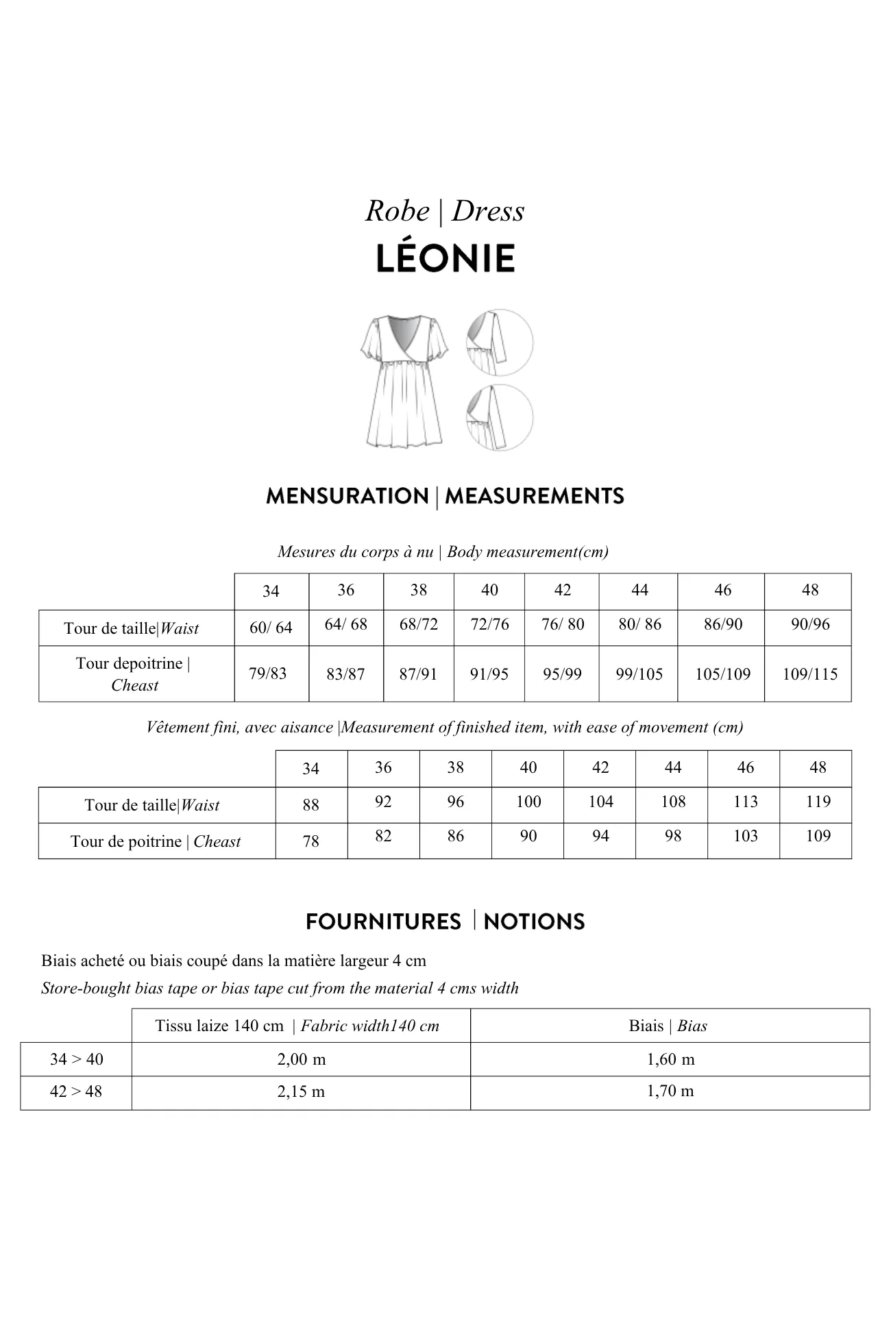 Patron PDF robe LEONIE