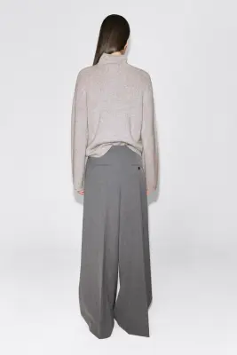 PANTALON LARGE À PLIS - GRIS CHINÉ — photo 3