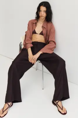 Pantalon chic à jambes larges - Marron foncé — photo 1
