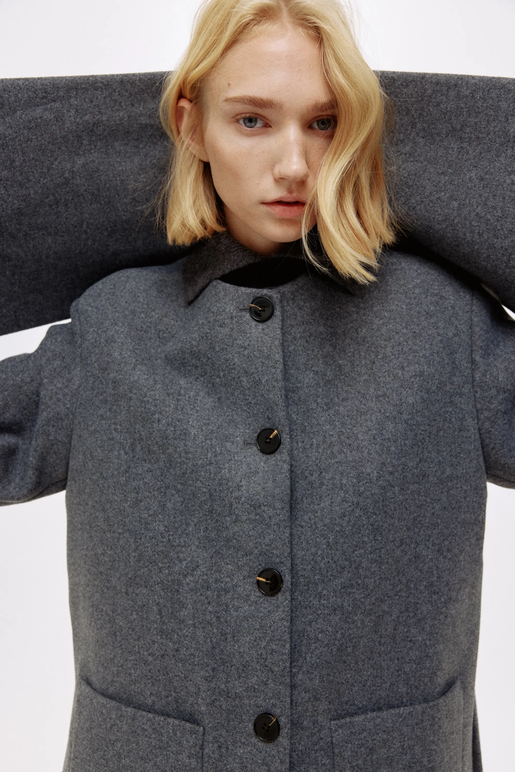 Manteau à écharpe - Gris foncé
