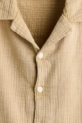 Chemise Relaxed Fit en mousseline - Jaune ancien — photo 3