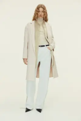 Manteau fait main en laine mélangée - Crème — photo 3