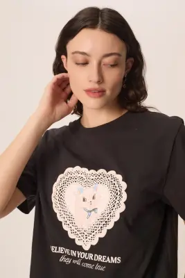 Tee Shirt Jerem Coeur Anthracite — photo 4