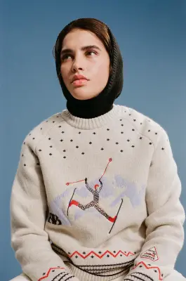 Pull Lucette écru et bleu Balzac Paris x Pyrenex — photo 5